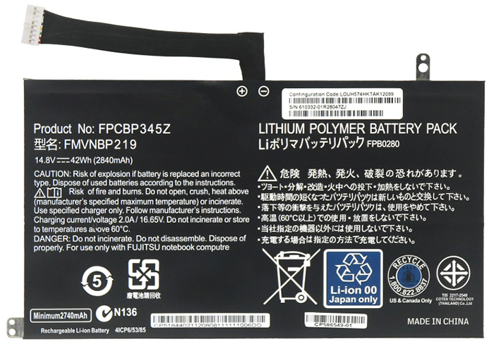 Sostituzione Batteria per laptop fujitsu OEM  per FPCBP345Z 